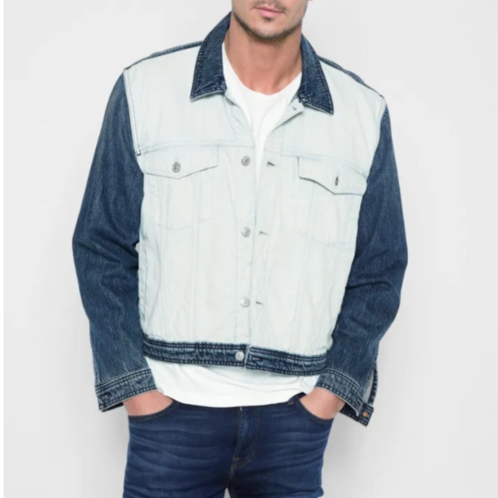 7FAM INSIDE OUT TRUCKER JACKET IN VINTAGE BLUE sz Medium